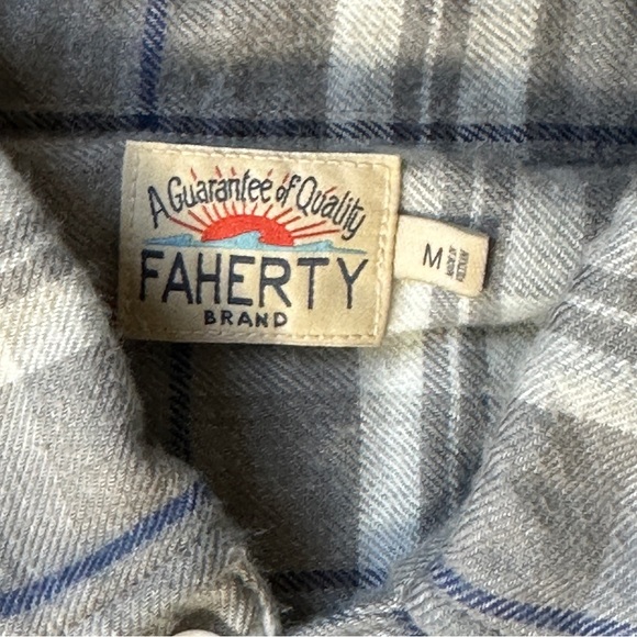 Faherty Men’s Med Glacier Lake Plaid Movement Flannel Shirt - Picture 2 of 7